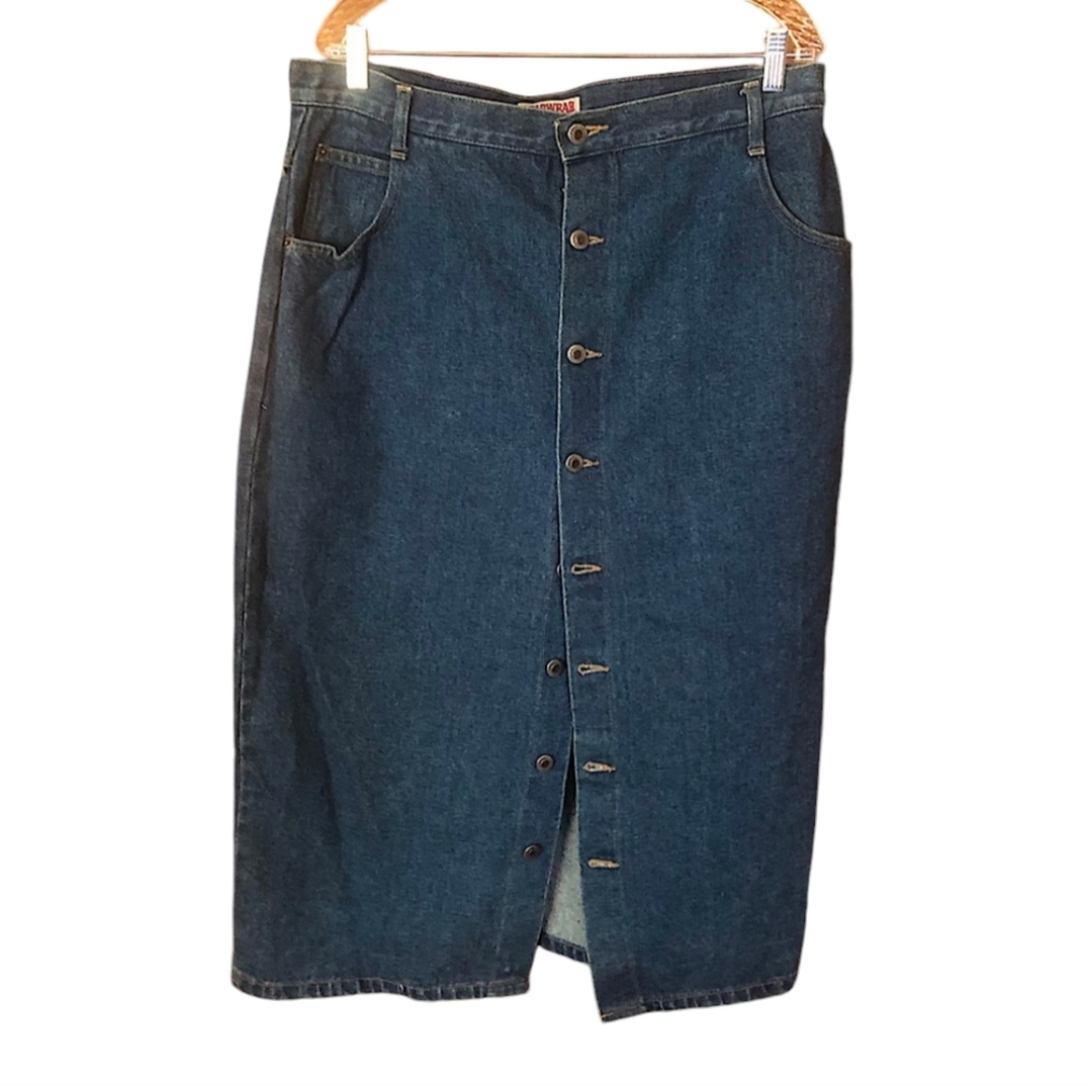 Y2K Vintage Starwear denim button up long western skirt size 20